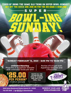 Super Bowl-ing Sunday Special Flyer