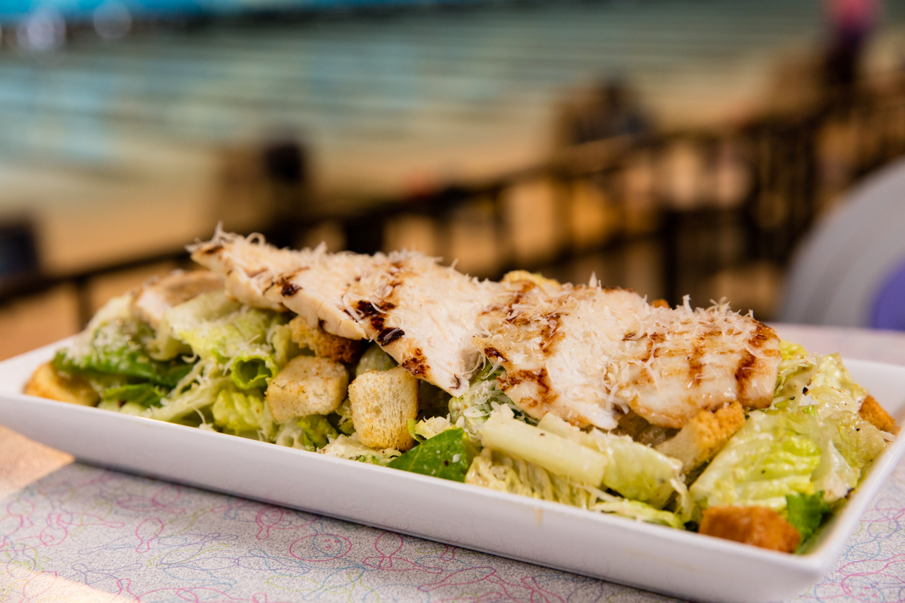 Grilled chicken caesar salad with croutons from Rab's kitchen